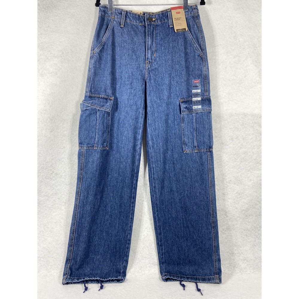 Levi's‎ '94 Baggy Cargos Jeans Women's 26 Blue Mid Rise Loose Denim New